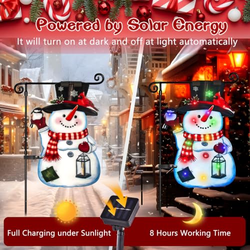 12x18 Solar Christmas Snowman Garden Flag (Smile Snowman-Colorful-12x18 / 12×18inch)