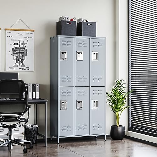 Metal Lockers for Employees (6 Door / Grey)