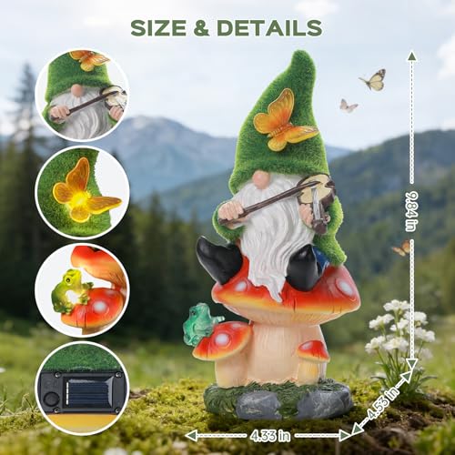 Solar Gnomes Garden Statue Decor for Mother's Father's Day (Greengnome)