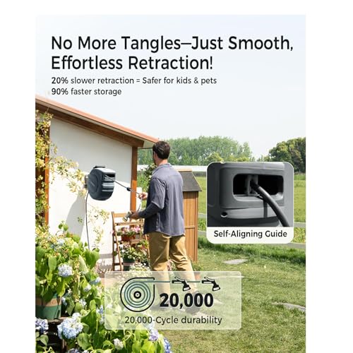 1 2 in x 65 ft Retractable Garden Hose Reel with Automatic Rewind (1/2" 65FT / Dark Gray)