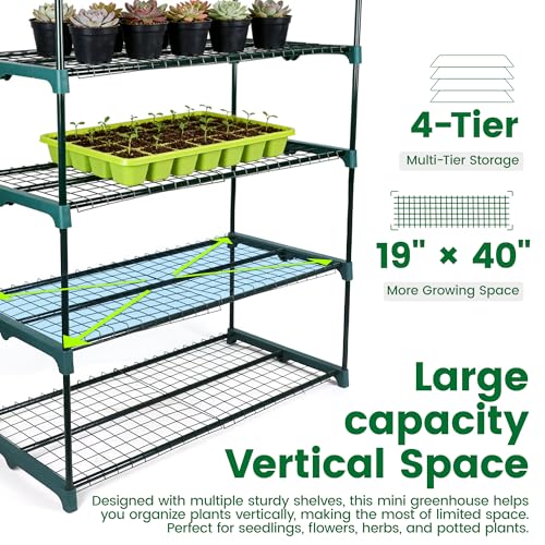 Garden 50% Extra Wide Mini Greenhouse 4 Tier Portable Plant Green House 40in Wide (4-Tier)