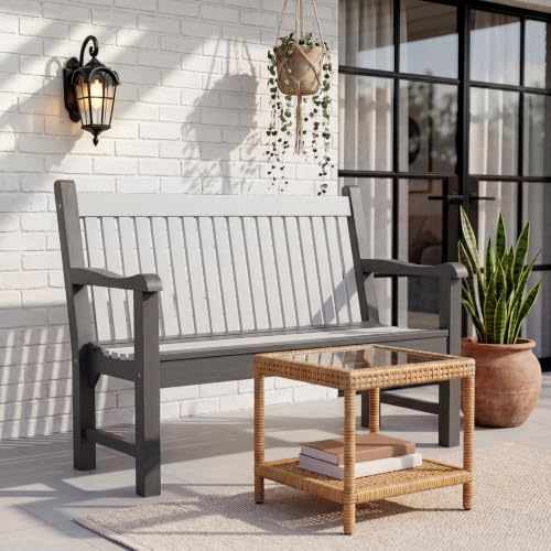 2 Person Outdoor Bench with 700 Lbs Weight Capacity (Dark Grey)