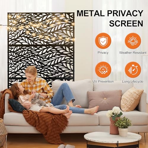 Metal Outdoor Privacy Screen (71"H×47"W / Black Spring)