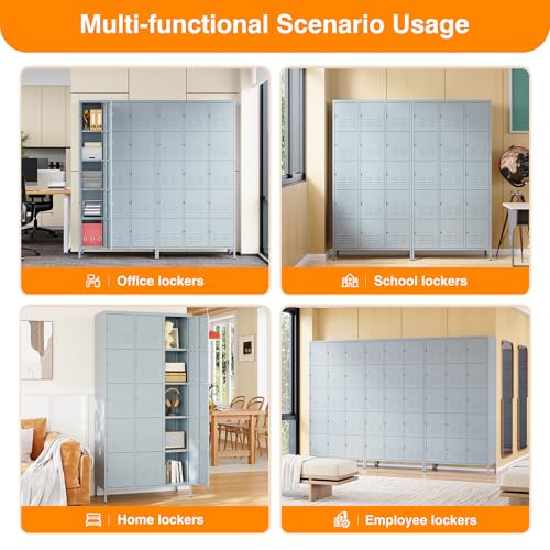 Metal Locker with 15 Doors Employees Locker (Grey(4 Legs) / 15 Doors-Wide-71")