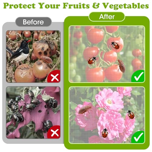 3Pack Garden Bird Netting Plant Cover for Square Tomato Cage (Netting Plant Cover-55.1"x15.7"-Transparent)