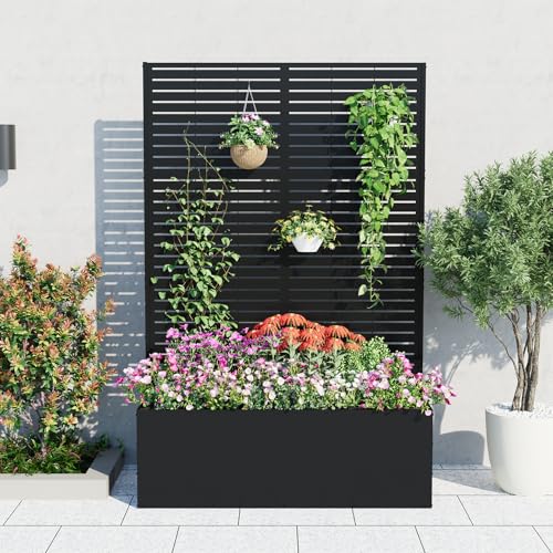 Metal Planter Box with Trellis 71"x47"x16" (Strips / no wheel)