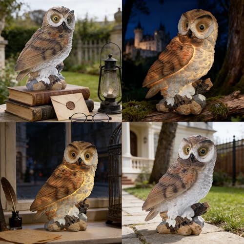 Solar Owl Garden Outdoor Statue (Owl)