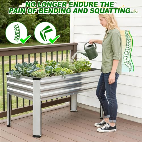 Galvanized Raised Garden Bed with Legs 2Pack (Silver)