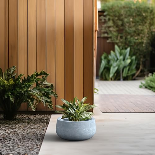Blue Gray Concrete Planter 16" Dia All (Gray / 15.7"w)
