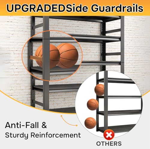 72" H Metal Bookshelf with Anti (5-Tier 72''Hx36''Wx16''D)