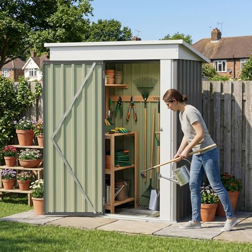 5x3 FT Outdoor Storage Shed with Floor Frame (Gray / 5x3 FT)
