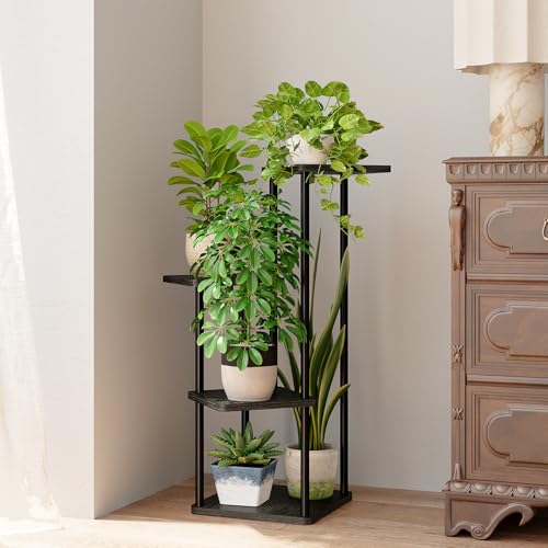 Small Plant Stand Indoor Corner Metal Plant Shelf (Dark Brown / 4 Tier)