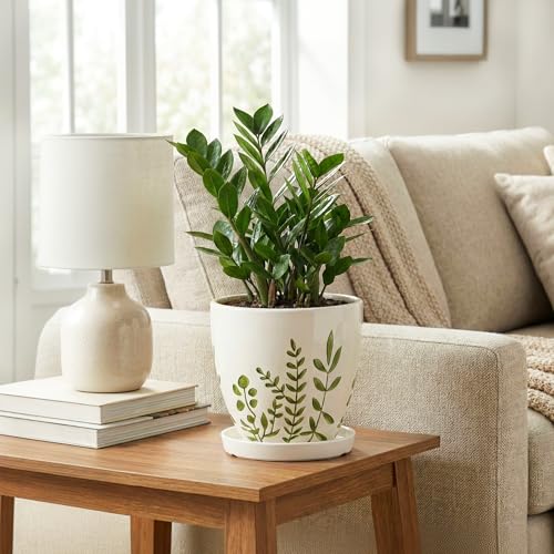 Ceramic Pots for Plants (6 Inch / Branches White)