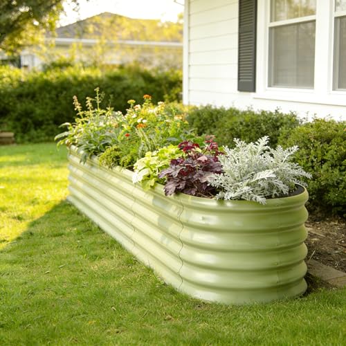 2 Pcs 6x2x1.5ft Galvanized Raised Garden Bed (Beige / 6x2x1.5ft)