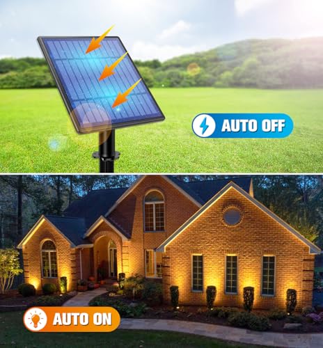 Metal Solar Spot Lights Outdoor with 9.8ft Cable Solar Powered Landscape Lighting Low Voltage IP65 Waterproof Auto On (2 Count)