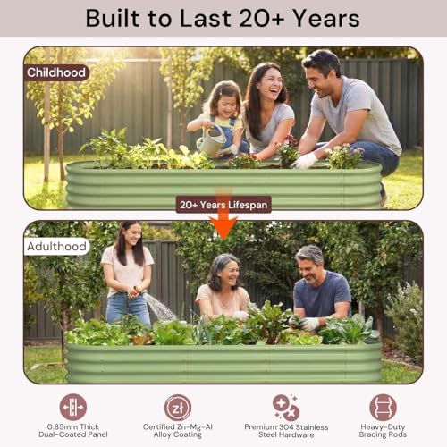 4 Pcs 6x2x1.5ft Galvanized Raised Garden Bed (Green / 6x2x1.5ft)