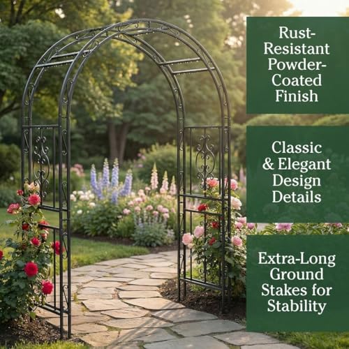 Arch Metal Outdoor Garden Arbor (Brown Montebello)