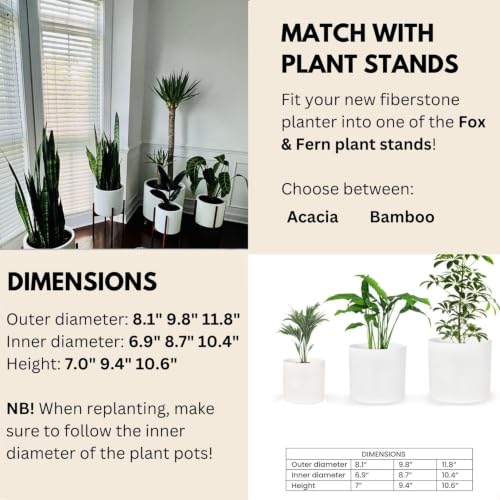 Large Planter for Indoor or Outdoor (Matte White / Set of 3: 8/10/11.8 Inch)