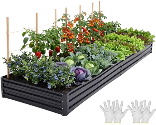 12x4x1ft Galvanized Raised Garden Bed (12x4x1FT / Black)