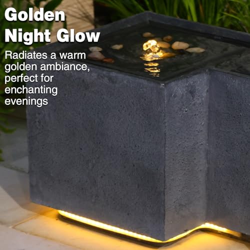 Small Modern Outdoor Water Fountain with 3 Led Lights (11.22-Brown / 11.22-brown)