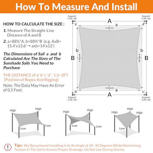 26'X26' Sun Shade Sail Gray Curved Square Customizable (Gray / 26'X26' custom)