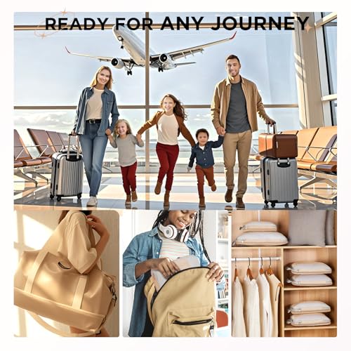 6 Set Compression Packing Cubes for Travel Essentials (Beige)