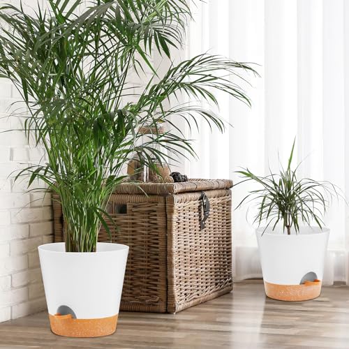 10/9/8 inch Plant pots, planters for Indoor Plants, self Watering Plant Pot, Flower pots, White