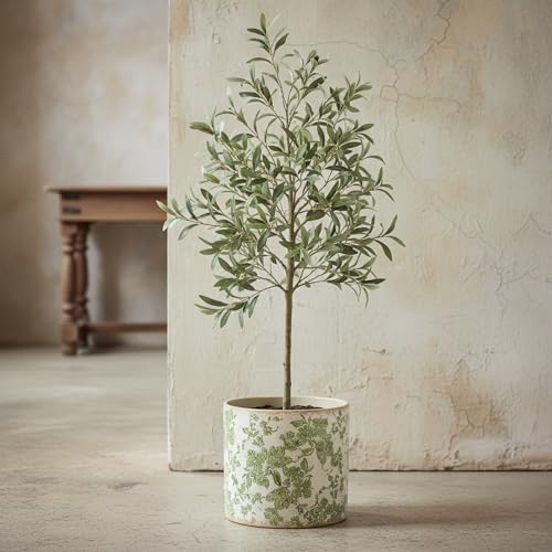7.7" Large Green Plant Pots (Distressed Sage / Large - No Drain Holes)