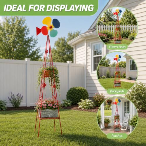 6FT Windmill for Yard Garden Decoration (Red)