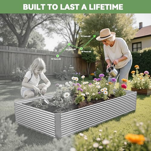 2 Pack Tall 6x3FT Raised Beds for Gardening (6x3x1.5FT)
