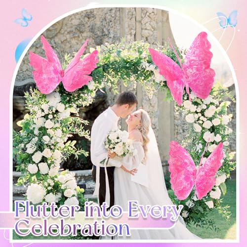 3 Pcs Giant Butterfly Decoration (Butterfly / Gradient Rose Red)