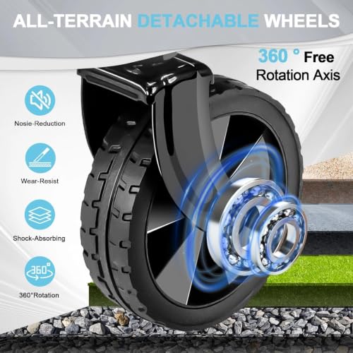 100L Collapsible Wagon Cart with All Terrain Wheels (Light Blue / 100L)