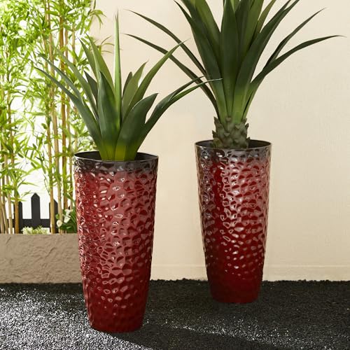 31" H Large Plastic Tall Planters (31"H / Gradient Red)