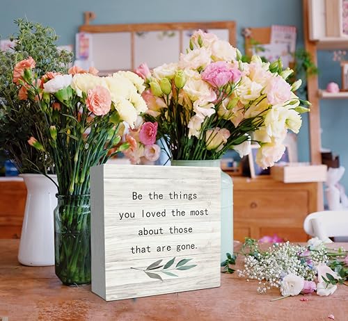 Be the Things You Loved the Most About Those That are Gone Wood Box Sign Desk Decor (BE-white 8 / 8 x 8 inches)