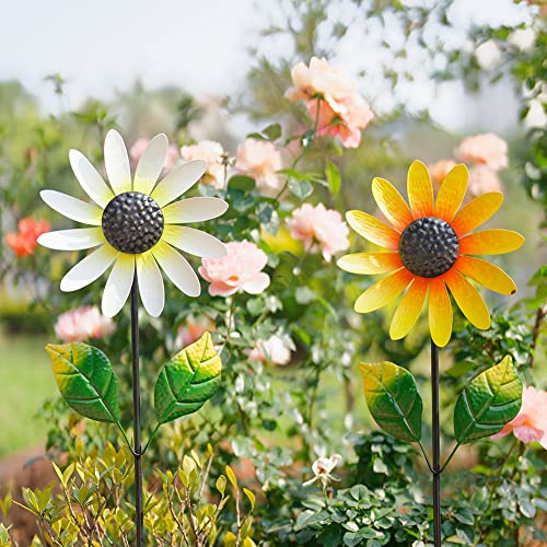 2 Pack Garden Wind Spinners (White-yellow)