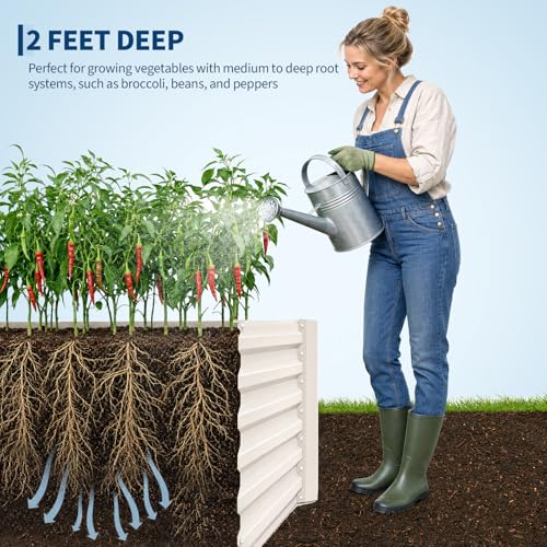 8x4x2ft Galvanized Raised Garden Bed Outdoor (Beige-rect. / 8x4x2ft)
