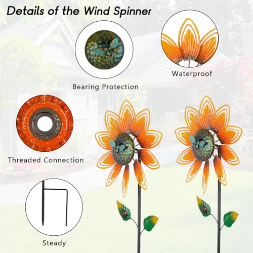 2 Pack Sunflower Wind Spinner (Sunflowers)