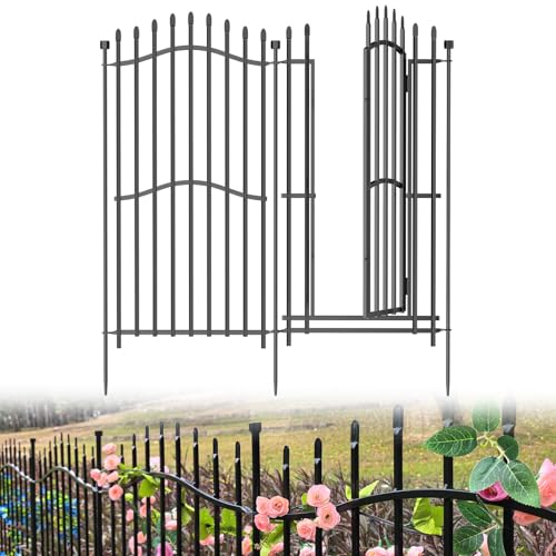 No Dig Garden Fence 48" H x 18'L with Gate Decorative Yard Dog Panels (48 in(H) X 18 ft(L))