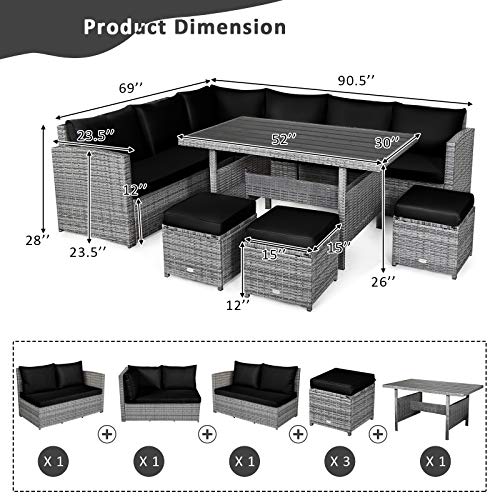 7 Pieces Patio Furniture Set (7 Pieces / Black)
