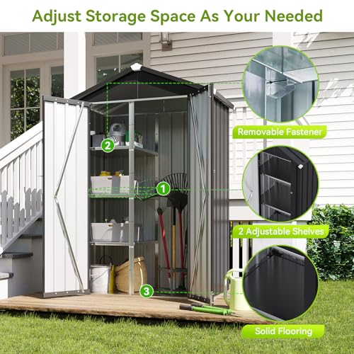 Vertical Outdoor Storage Cabinet 3.5’x2’ with Floor & Shelves Black (Black / 3.5'x2')