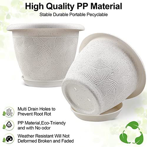 8 Inch Flower Pots Planters for Indoor Outdoor Plants (White / 8 inch-4 pack)