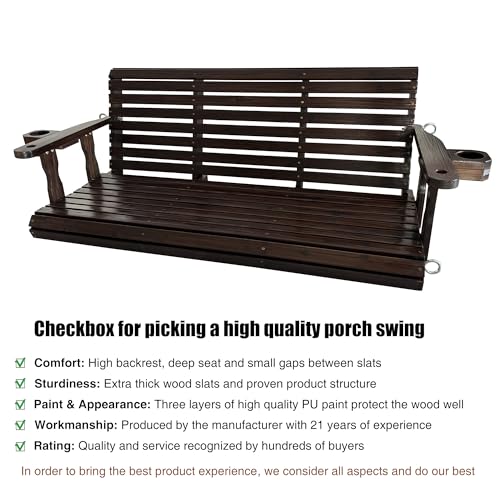 Wooden Porch Swing (Rustic / 5 FT Extra Large)