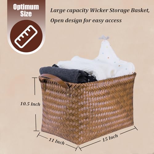 Handwoven Wicker Storage Baskets (70.4 Ounce)