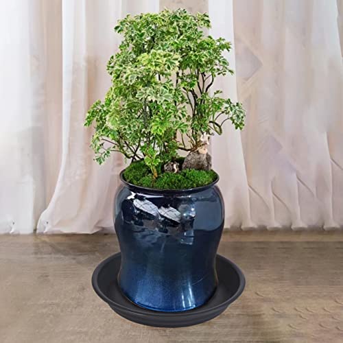 Plant Saucer Pot Tray 12 inch (12" - 4 Pack / Black)