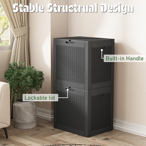 30 Gallon Outdoor Storage Box Waterproof Deck Box for Patio (Black / 30 Gallon)