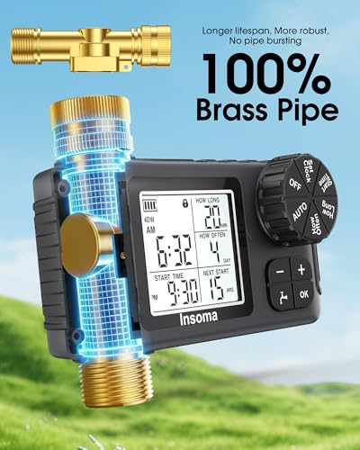 Water Timer for Garden Hose with 100% Metal Pipe