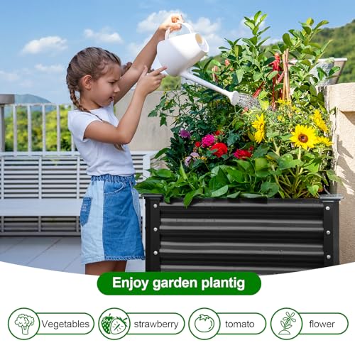 2Pcs Galvanized Raised Garden Bed with Legs (48×24×32in / Gray)