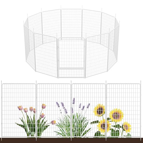 Decorative Garden Fence with Gate 50 in (50 in(H) x 30.7 ft(L) 11 Panels +1 Gate / White)