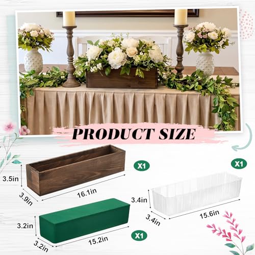 1 Set Rectangle Wooden Planter Wood Box for Centerpieces Dark Brown (16 x 4 Inch / Dark Brown)