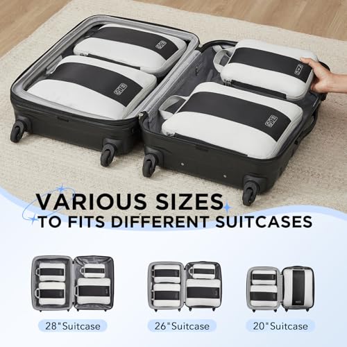 4 Set Compression Packing Cubes for Travel Essentials (Black)
